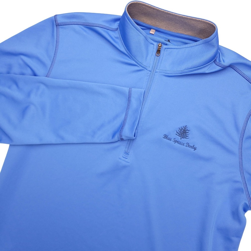 Adidas Pullover Mens Large Blue 1/4 Zip Long Sleeve Golf Blue Spruce Derby
